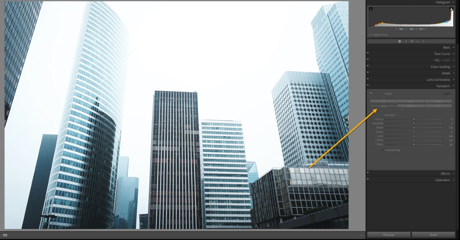 The Lightroom Transform panel